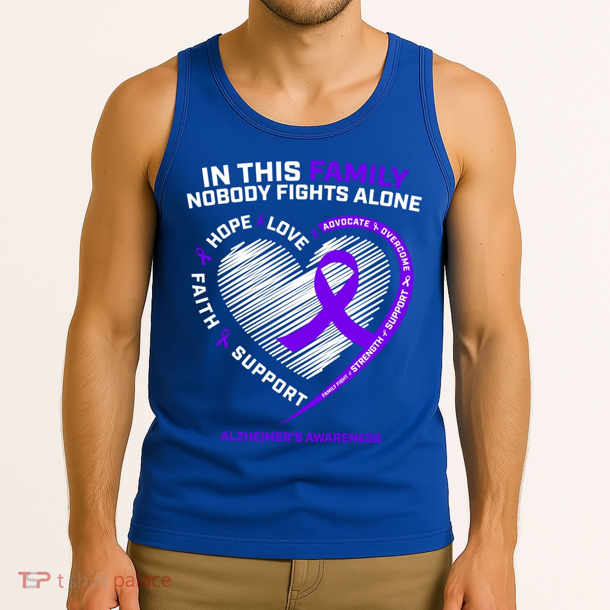 Purple Alzheimers Nobody Fights Alone Alzheimers Awareness Gift Tank Top
