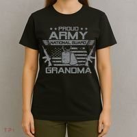 Proud Army National Guard Grandma With American Flag T-Shirt thumb 4