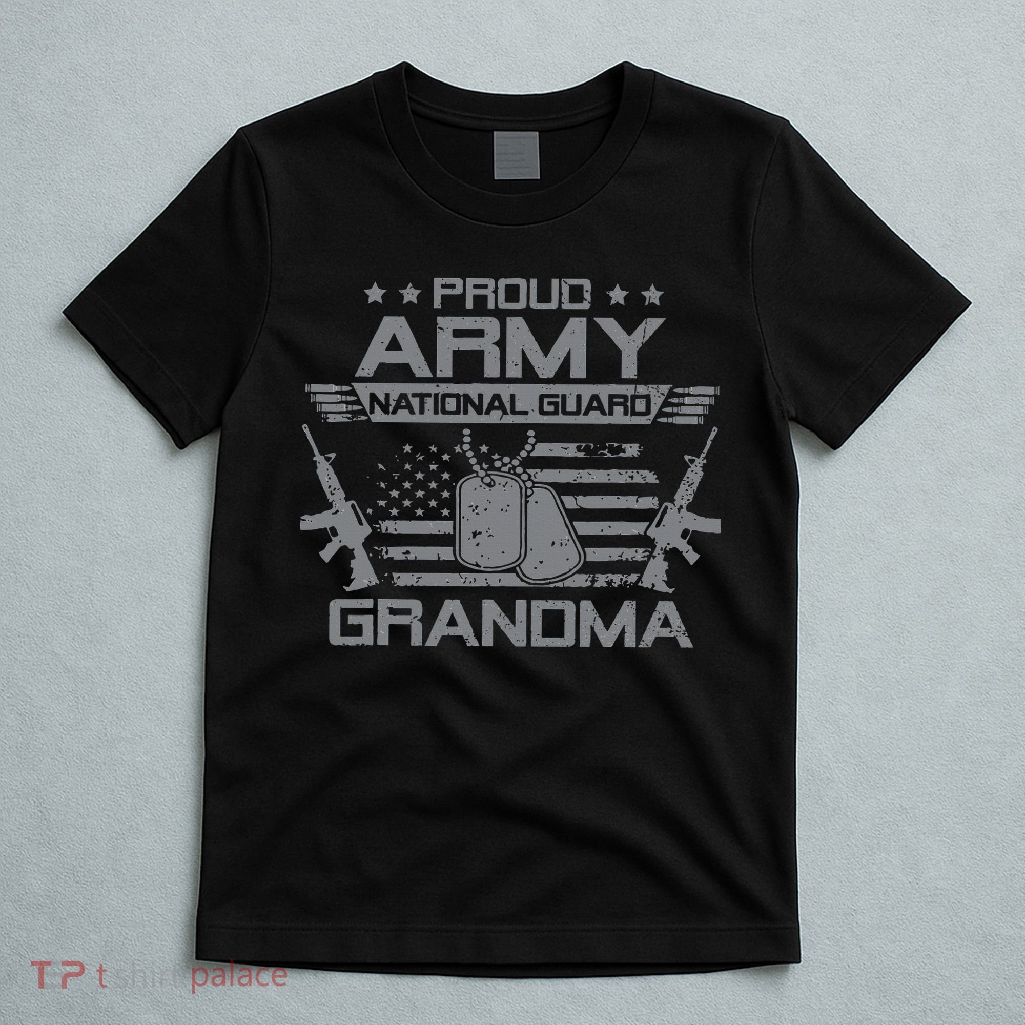 Proud Army National Guard Grandma With American Flag T-Shirt