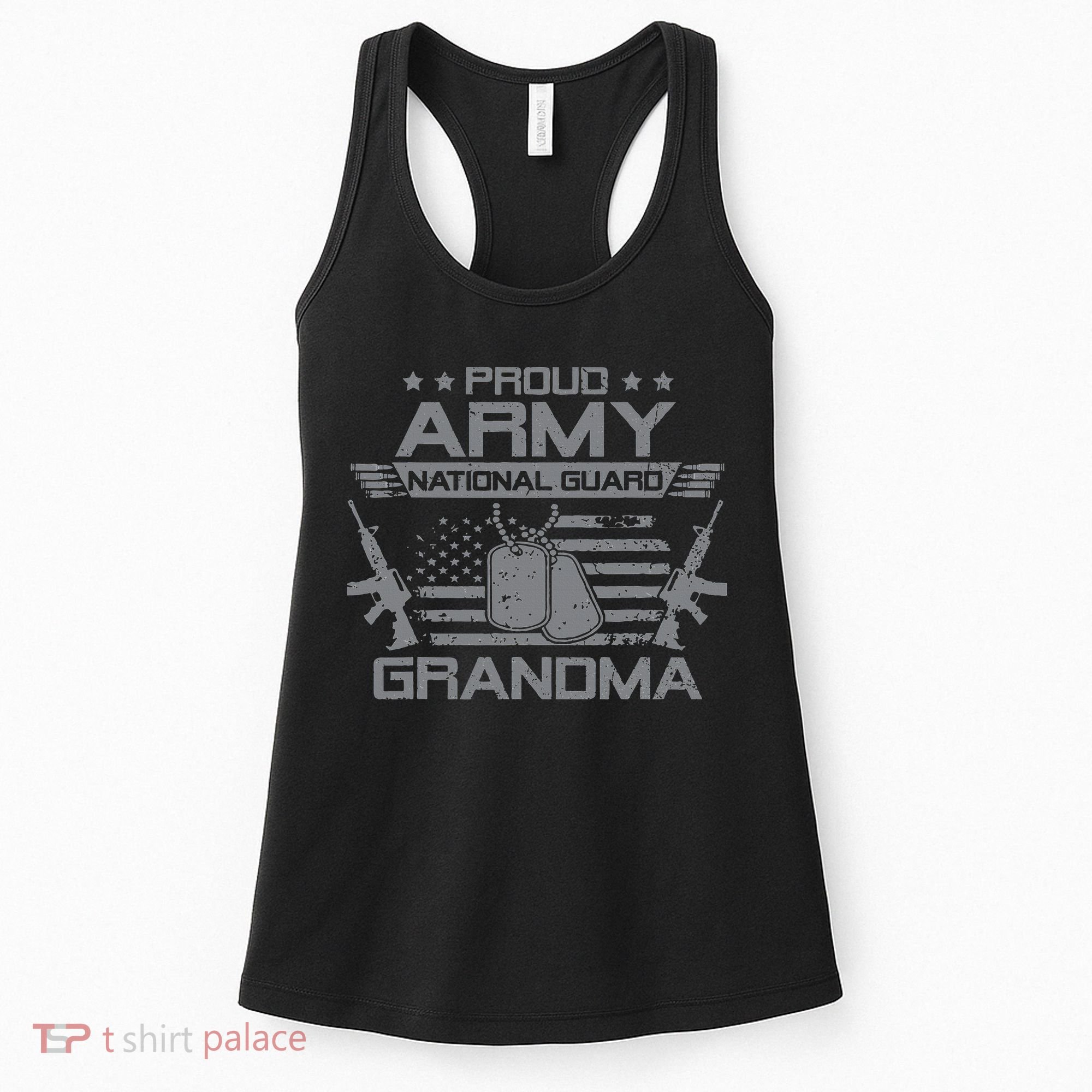 Proud Army National Guard Grandma With American Flag Women's Tank Top