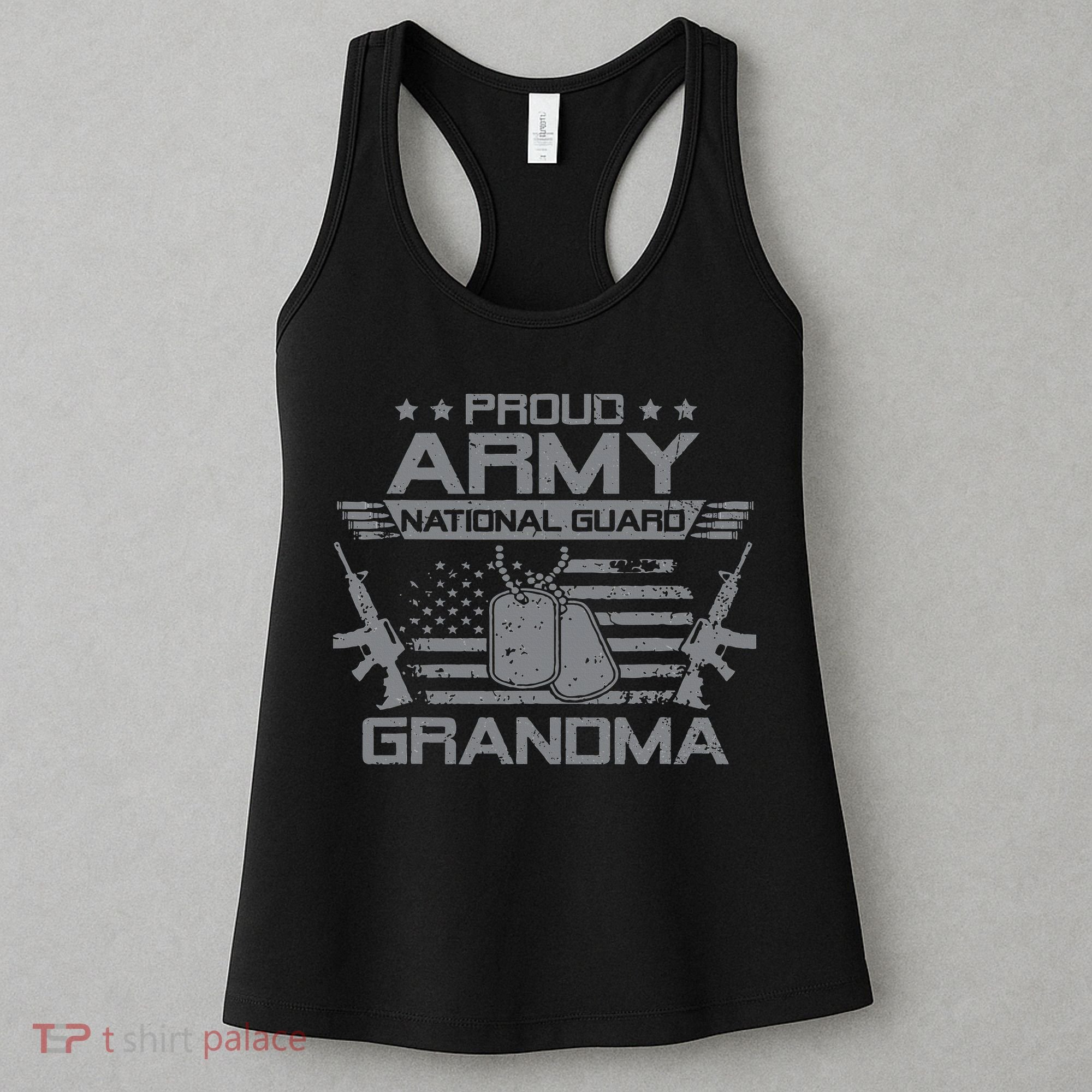 Proud Army National Guard Grandma With American Flag Women's Tank Top