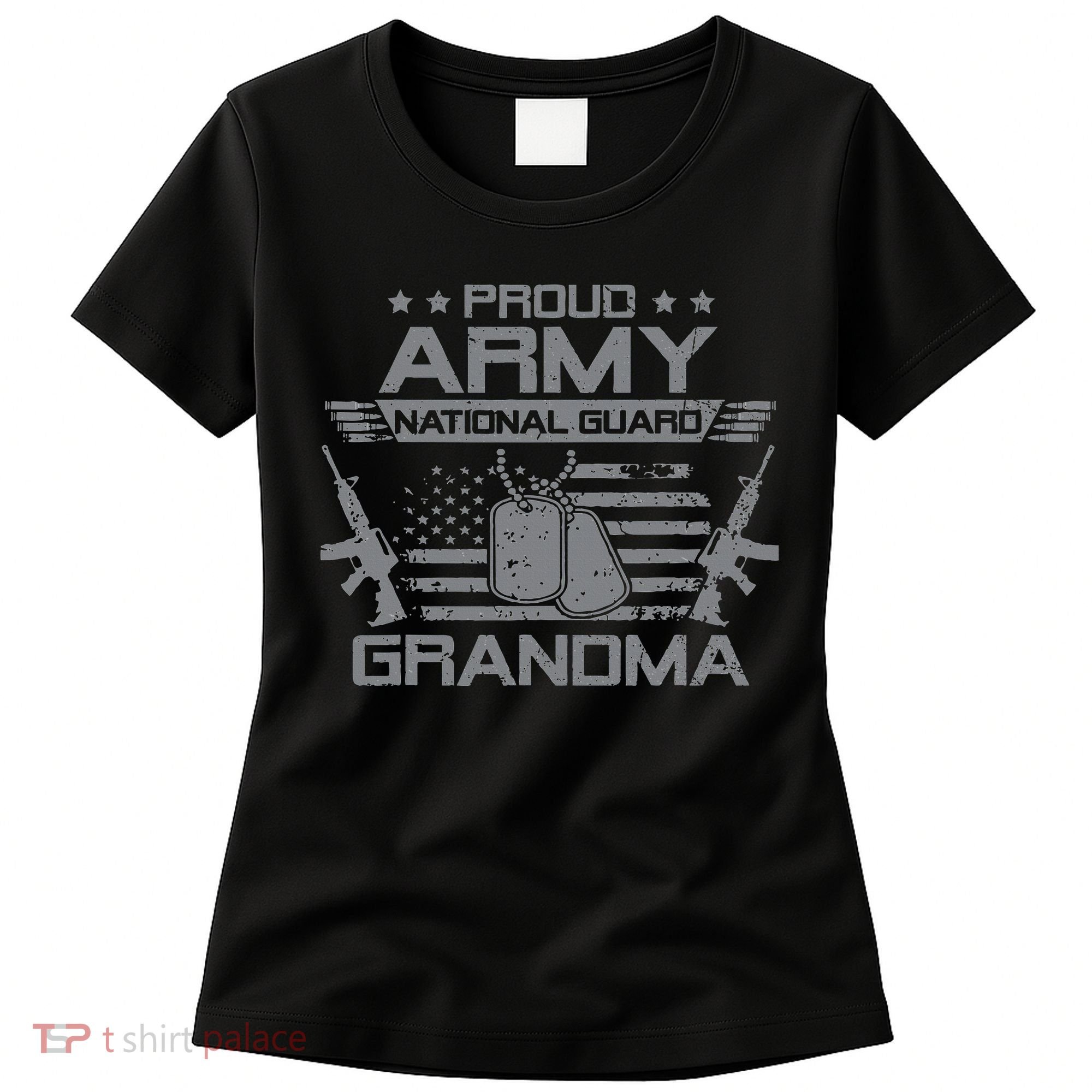 Proud Army National Guard Grandma With American Flag Women's T-Shirt