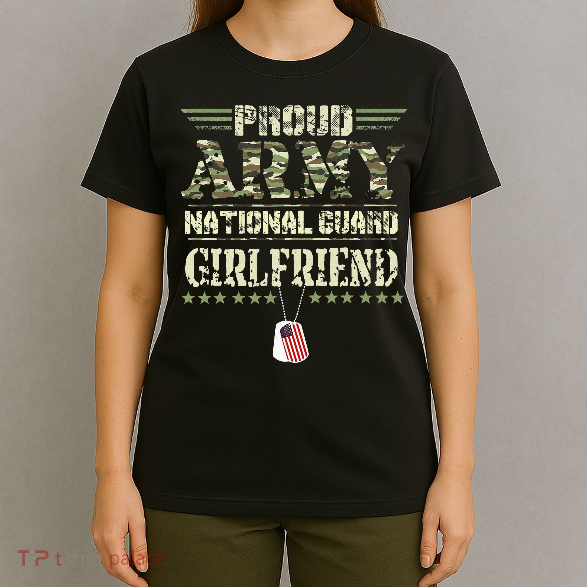 Proud Army National Guard Girlfriend USA Military Veteran T-Shirt