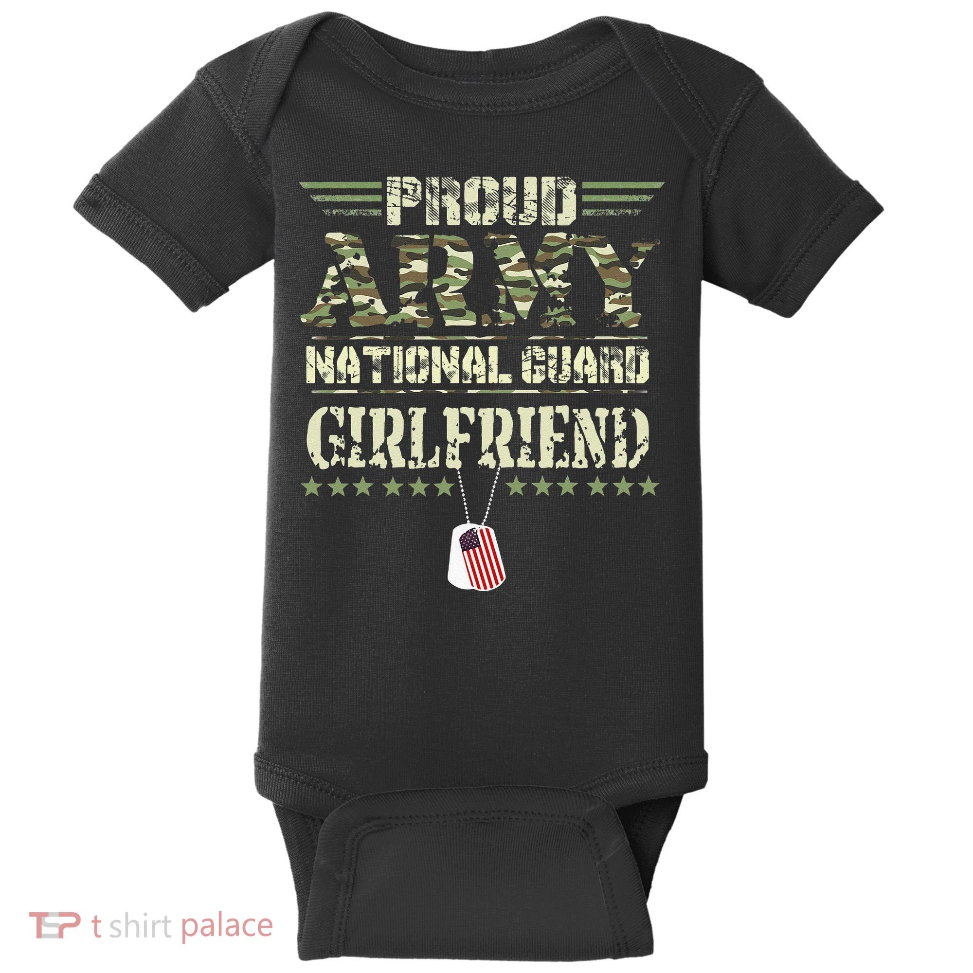 Proud Army National Guard Girlfriend USA Military Veteran Baby Bodysuit