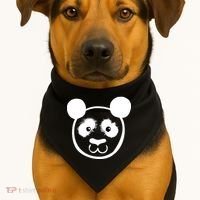 Panda Bear Face Silhouette  USA-Made Doggie Bandana thumb 1