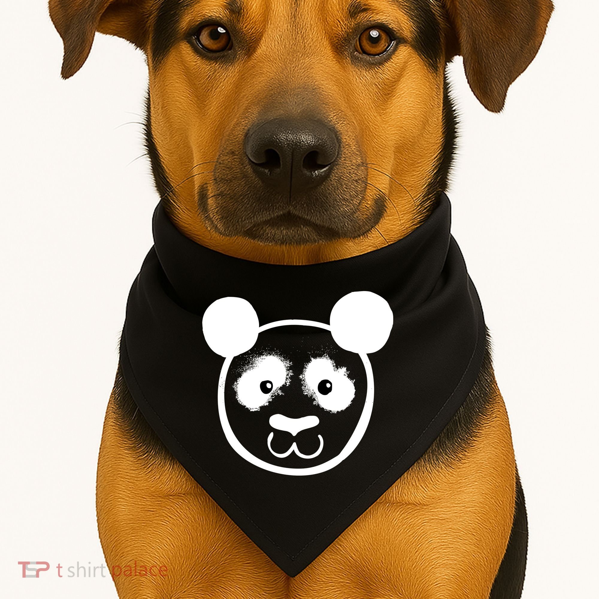 Panda Bear Face Silhouette  USA-Made Doggie Bandana