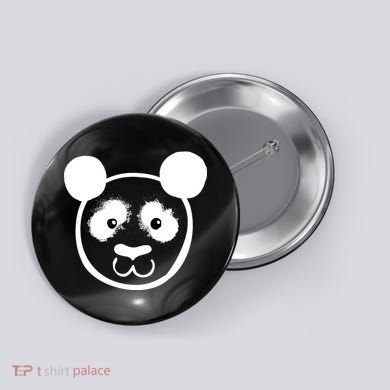 Panda Bear Face Silhouette  Button