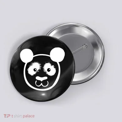 Panda Bear Face Silhouette  Button
