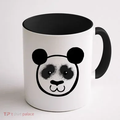 Panda Bear Face Silhouette  Coffee Mug back
