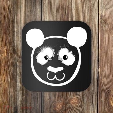 Panda Bear Face Silhouette  Coaster