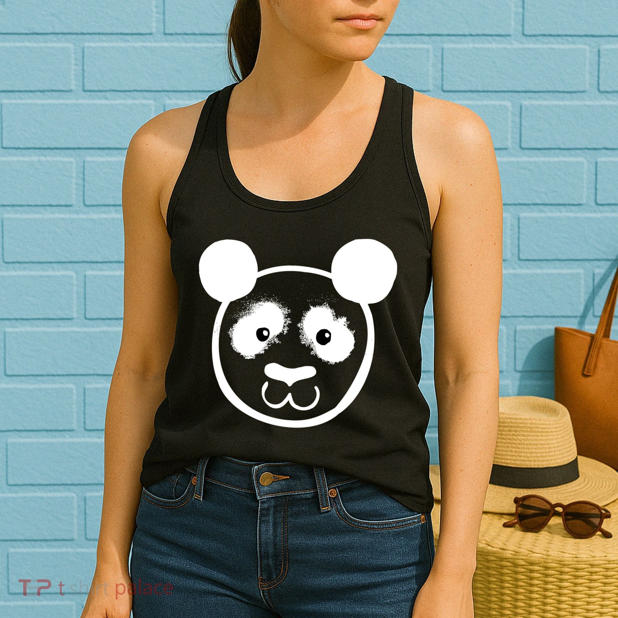 Panda Bear Face Silhouette  Women's Tank Top