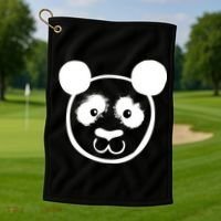 Panda Bear Face Silhouette  Golf Towel thumb 1