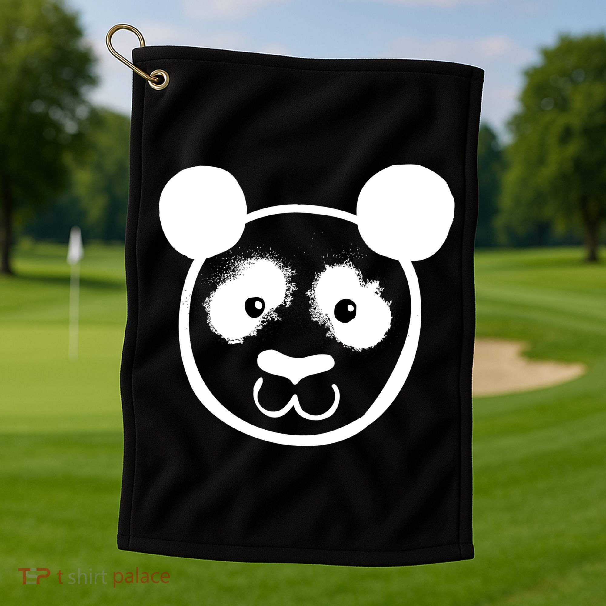 Panda Bear Face Silhouette  Golf Towel