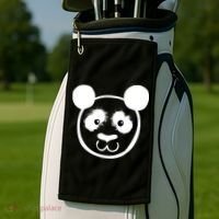 Panda Bear Face Silhouette  Golf Towel thumb 2