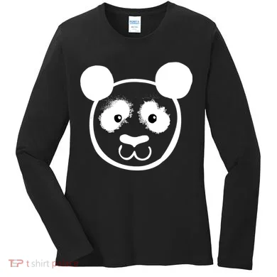 Panda Bear Face Silhouette  Women's Long Sleeve Shirt