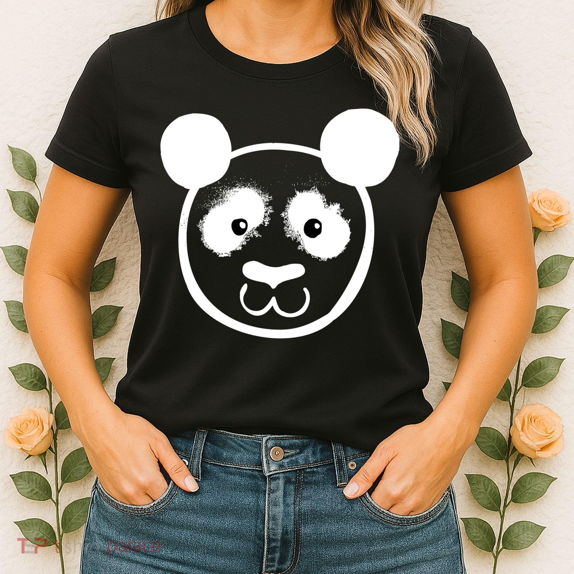 Panda Bear Face Silhouette  Women's T-Shirt