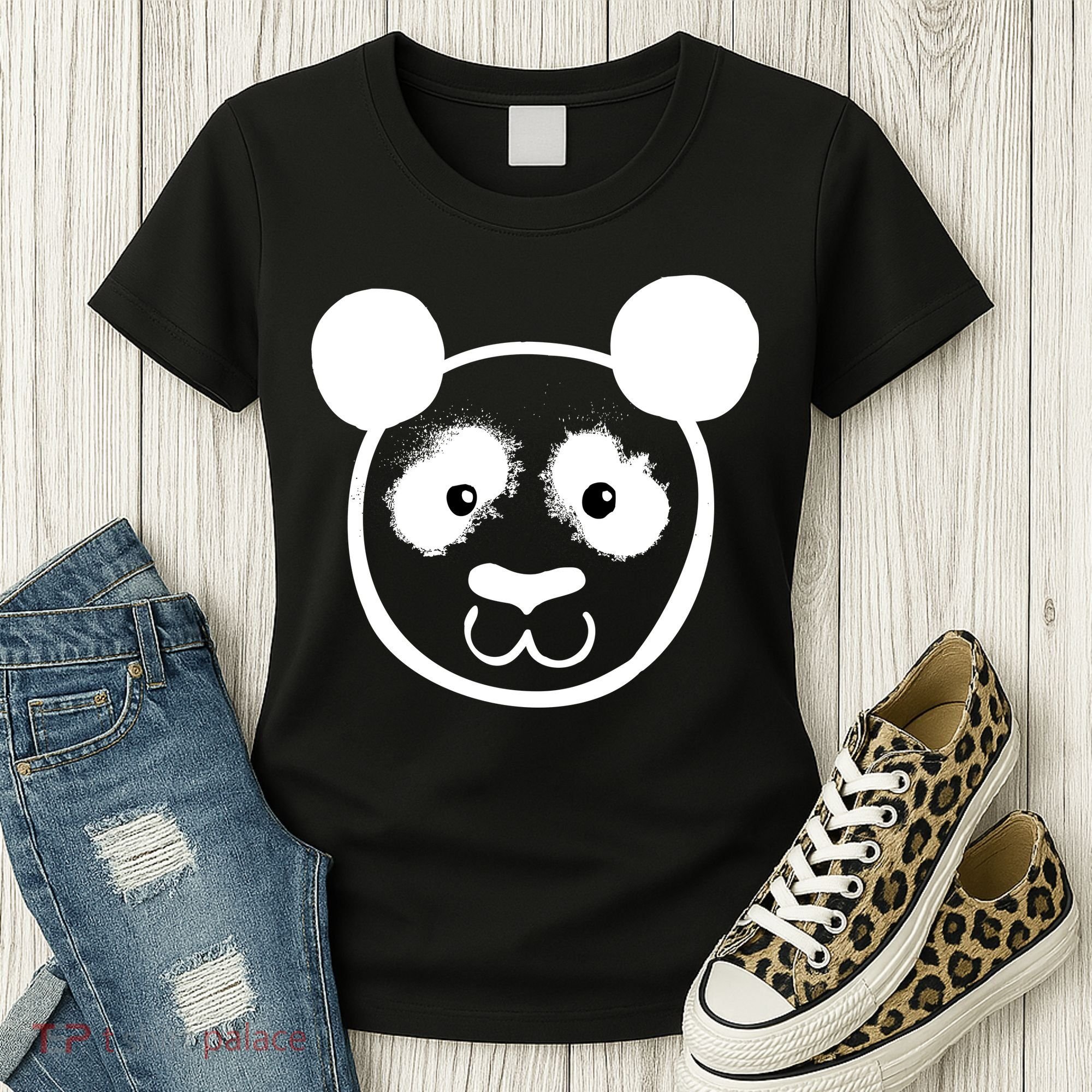 Panda Bear Face Silhouette  Women's T-Shirt