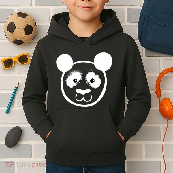 Panda Bear Face Silhouette  Kids Hoodie