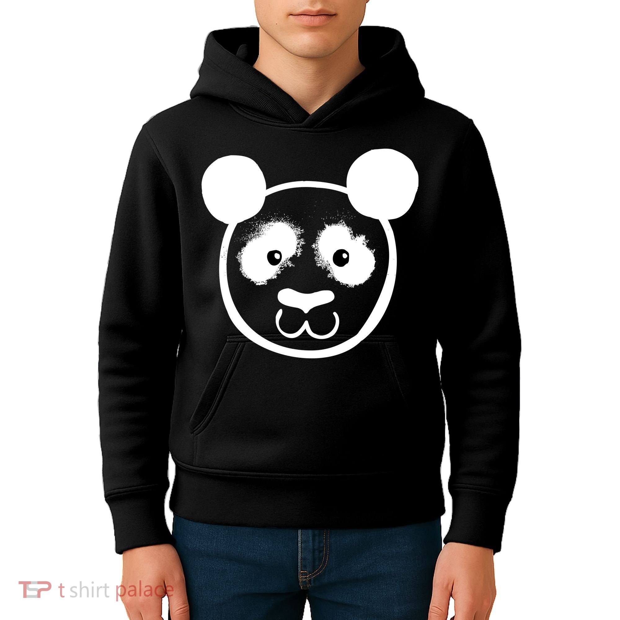 Panda Bear Face Silhouette  Kids Hoodie