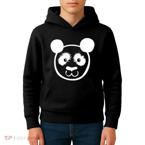 Panda Bear Face Silhouette  Kids Hoodie