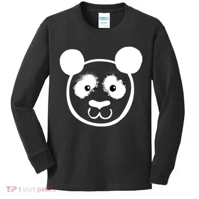 Panda Bear Face Silhouette Kids Long Sleeve Shirt