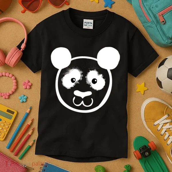 Panda Bear Face Silhouette  Kids T-Shirt