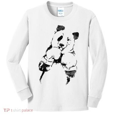 Panda Boxing Vintage Kids Long Sleeve Shirt