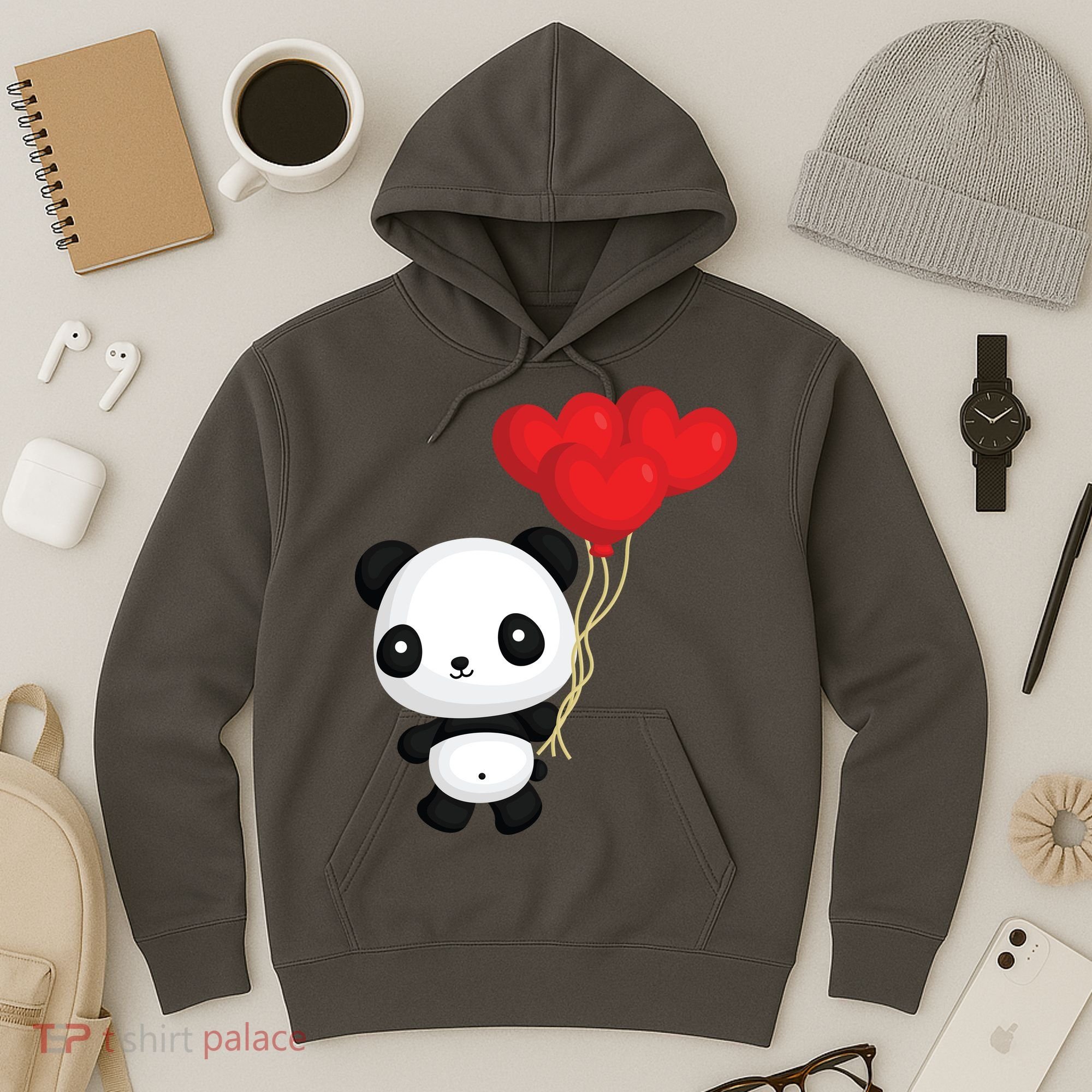 Panda Full Of Hearts Hoodie