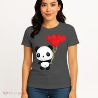 Panda Full Of Hearts Women's T-Shirt thumb 4