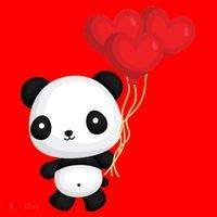 Panda Full Of Hearts Santa Hat thumb 1