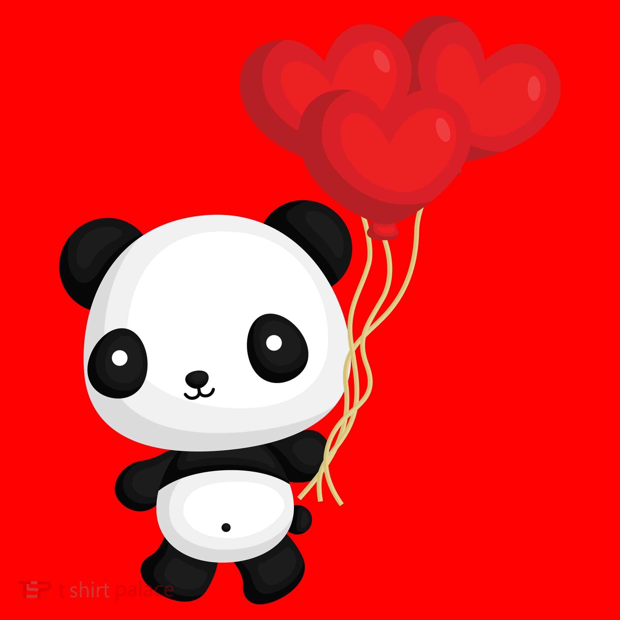 Panda Full Of Hearts Santa Hat