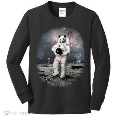 Panda In Space Astronaut Kids Long Sleeve Shirt