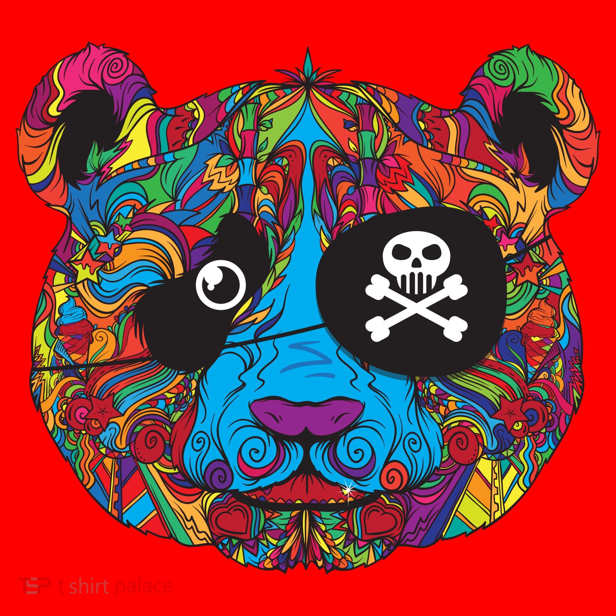 Panda Pirate Abstract Santa Hat