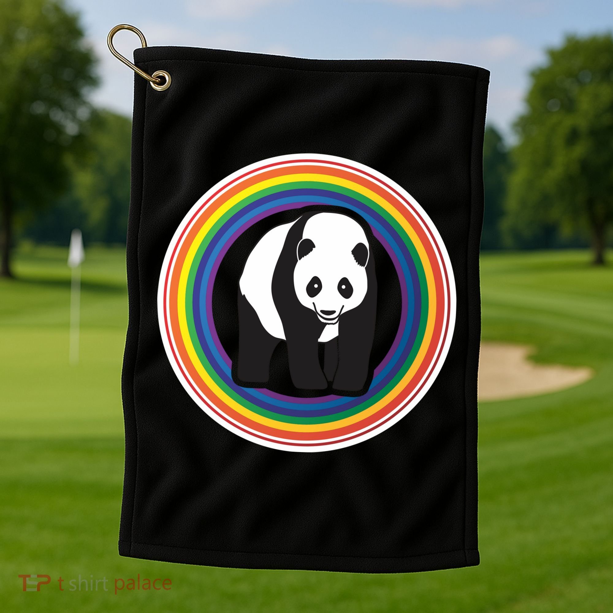 Panda Rainbow Golf Towel