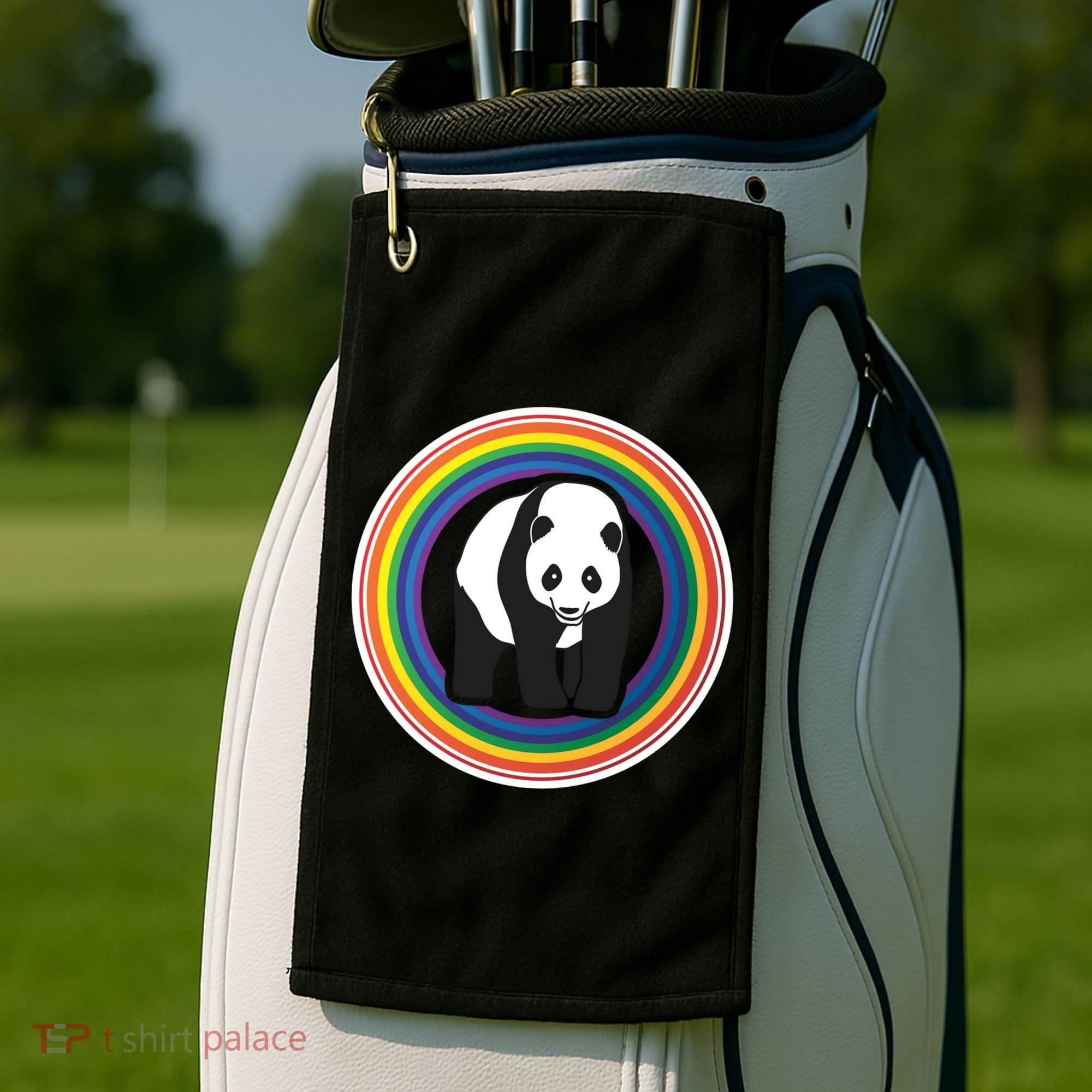 Panda Rainbow Golf Towel