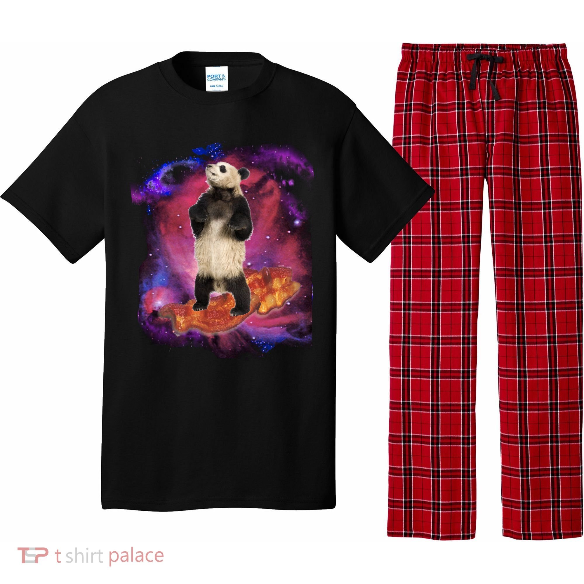 Panda Surfing Bacon In Space Pajama Set