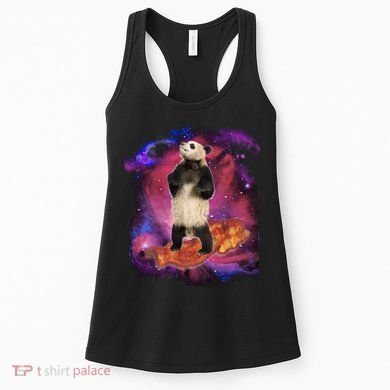 Panda Surfing Bacon In Space Women's Tank Top