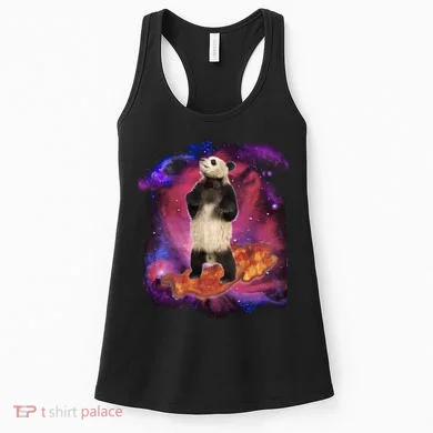 Panda Surfing Bacon In Space Women's Tank Top