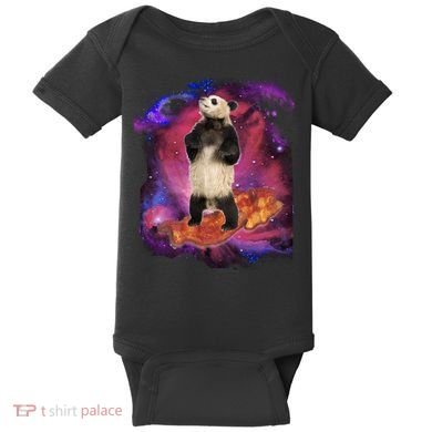 Panda Surfing Bacon In Space Baby Bodysuit