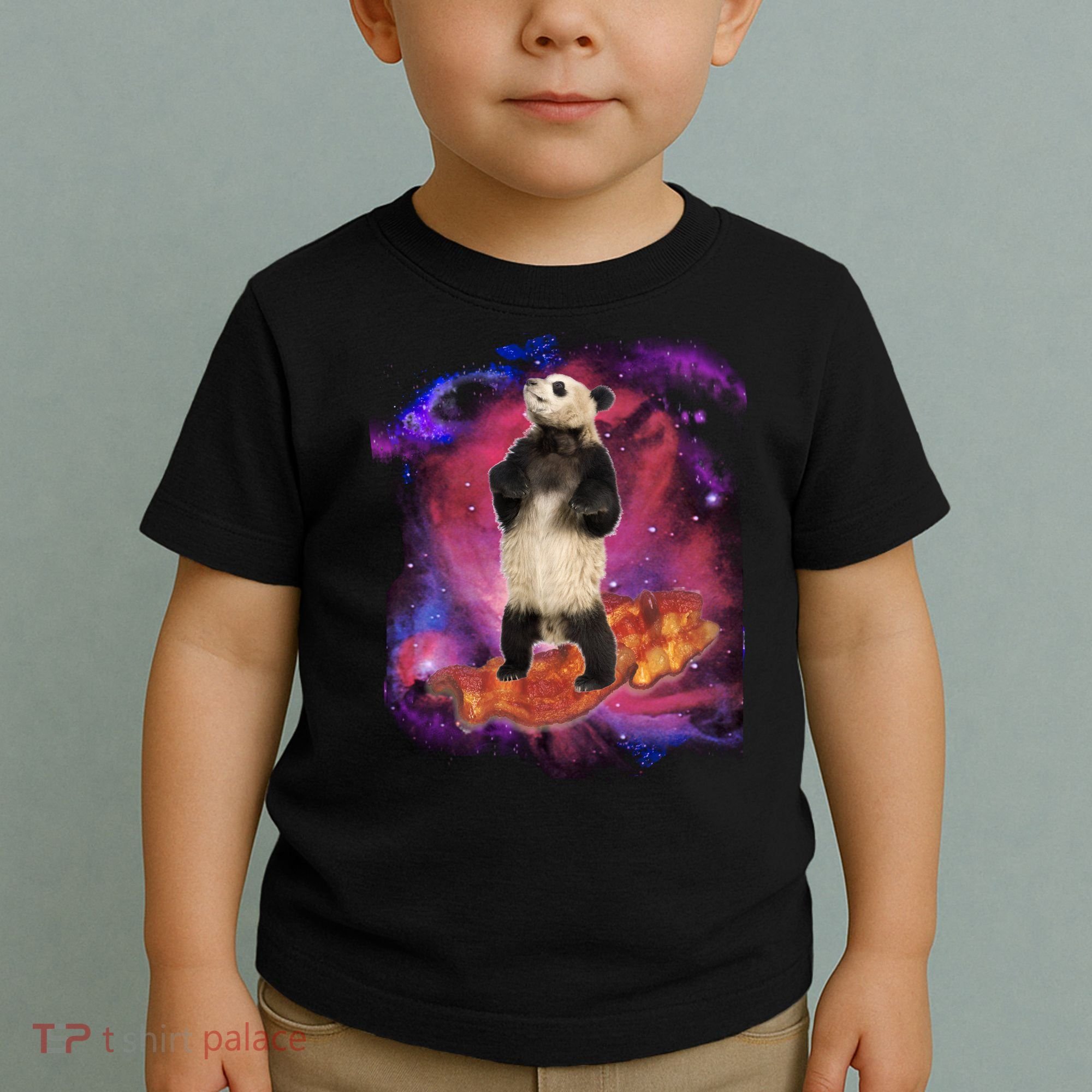 Panda Surfing Bacon In Space Toddler T-Shirt