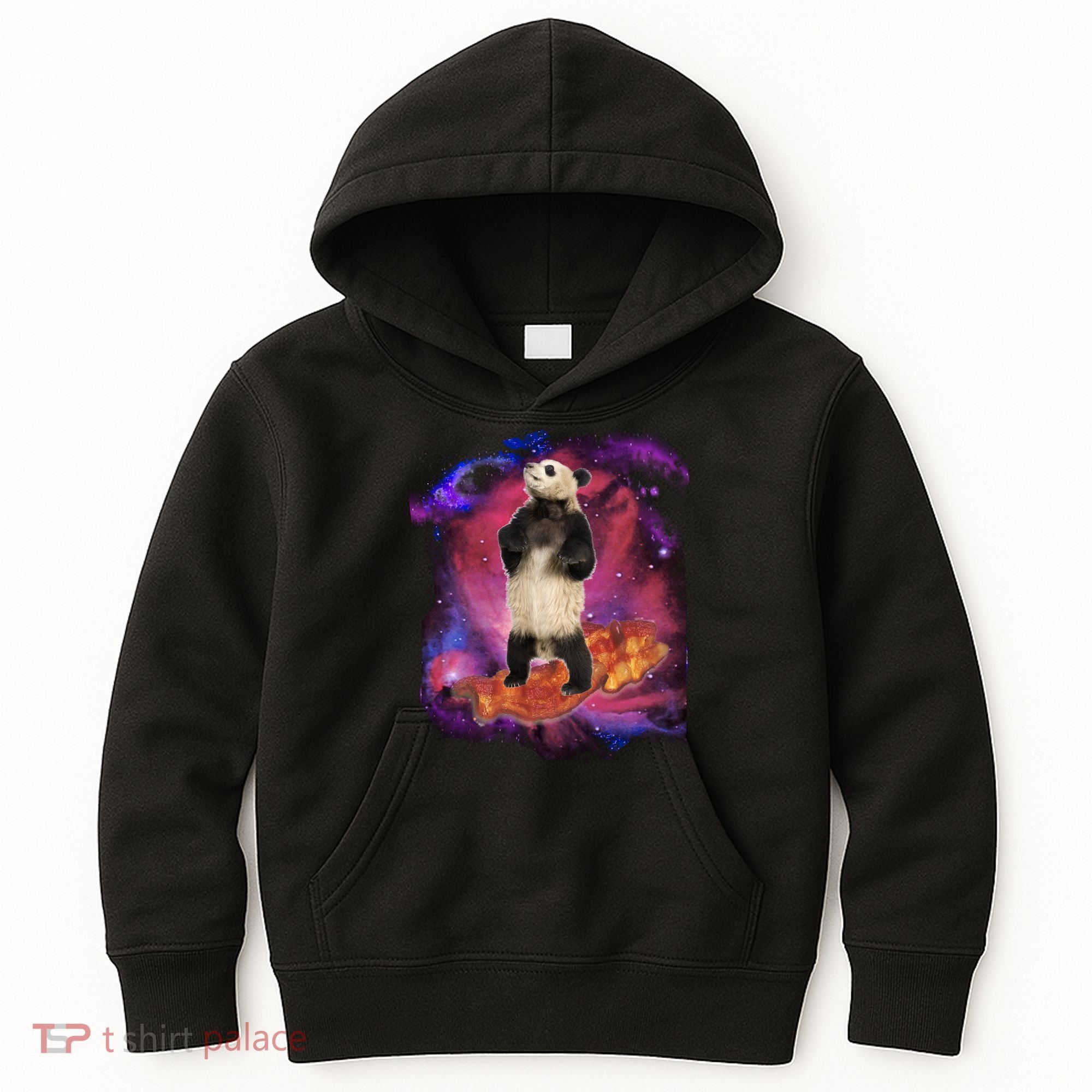 Panda Surfing Bacon In Space Kids Hoodie