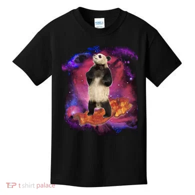 Panda Surfing Bacon In Space Kids T-Shirt