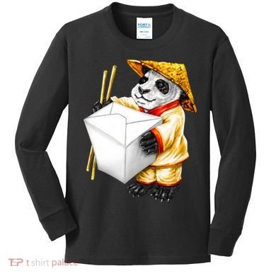 Panda Takeout Kids Long Sleeve Shirt
