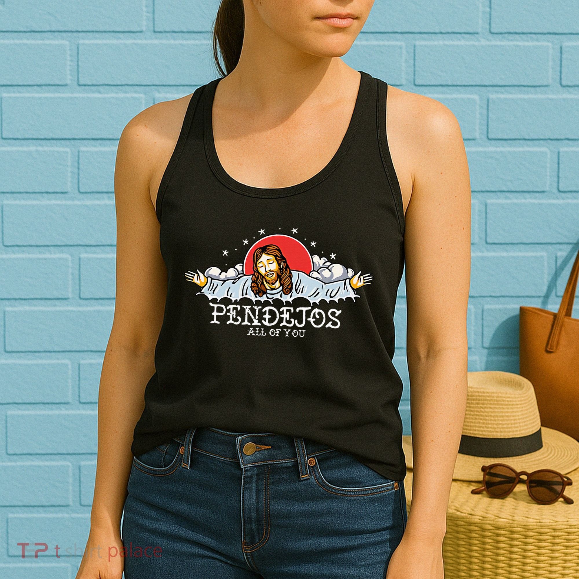 Pendejos All of You Sarcastic Jesus Christian Humor Retro Women's Tank Top