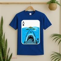 Poker Ace Of Spades Shark Hunting Fish Texas HoldEm Poker Cool Gift T-Shirt thumb 2
