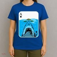 Poker Ace Of Spades Shark Hunting Fish Texas HoldEm Poker Cool Gift T-Shirt thumb 4