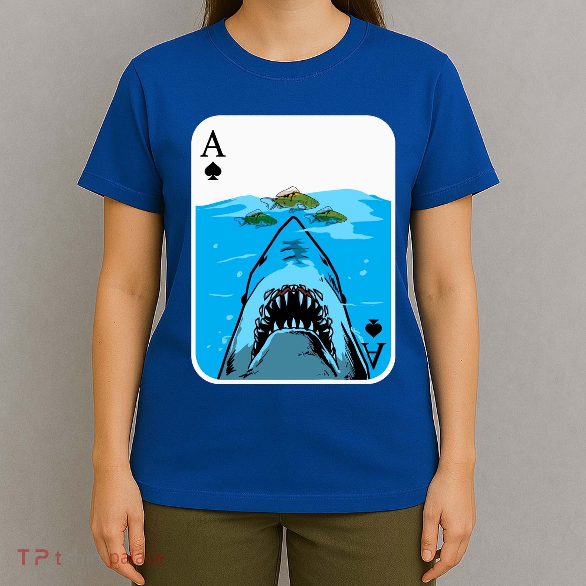 Poker Ace Of Spades Shark Hunting Fish Texas HoldEm Poker Cool Gift T-Shirt
