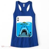 Poker Ace Of Spades Shark Hunting Fish Texas HoldEm Poker Cool Gift Women's Tank Top thumb 0