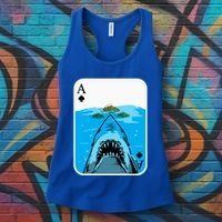 Poker Ace Of Spades Shark Hunting Fish Texas HoldEm Poker Cool Gift Women's Tank Top thumb 3