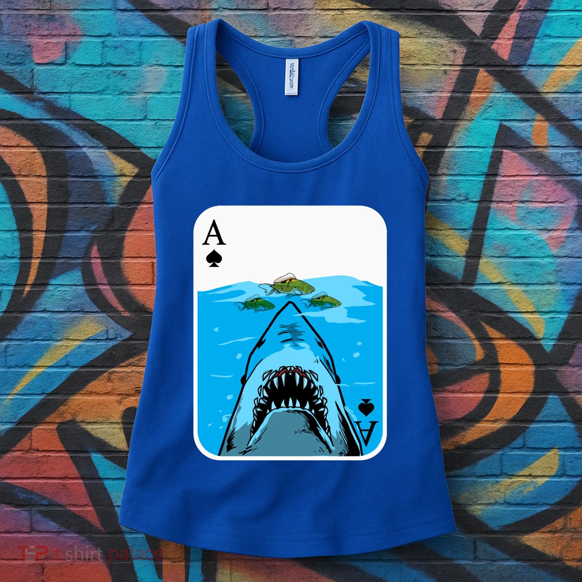 Poker Ace Of Spades Shark Hunting Fish Texas HoldEm Poker Cool Gift Women's Tank Top